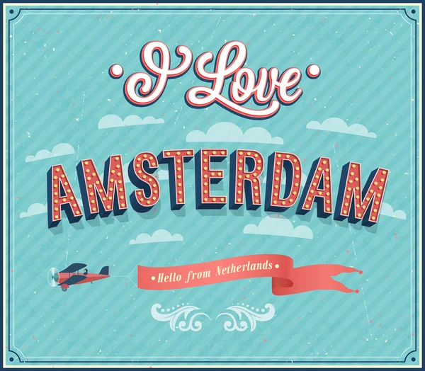 Tarjeta de felicitación Vintage de Amsterdam - Países Bajos . — Vector de stock