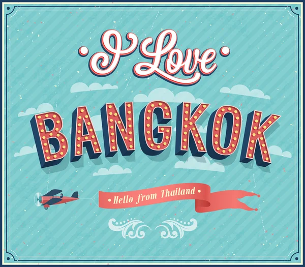 Biglietto d'auguri vintage da Bangkok - Thailandia . — Vettoriale Stock