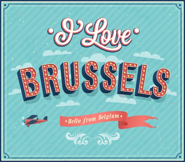 Tarjeta de felicitación Vintage de Bruselas - Bélgica . — Archivo Imágenes Vectoriales