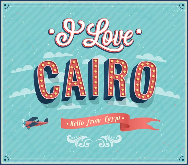 Tarjeta de felicitación Vintage de El Cairo - Egipto . — Vector de stock