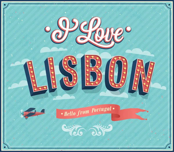 Tarjeta de felicitación Vintage de Lisboa - Portugal . — Vector de stock