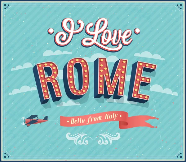 Vintage greeting card from Rome - Italy. — Stock Vector