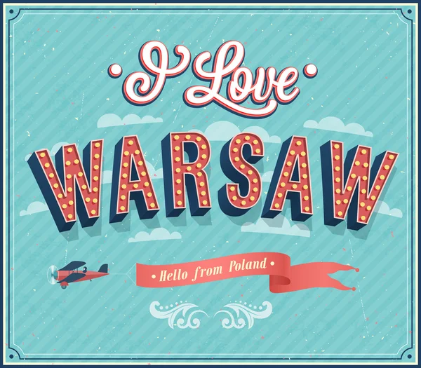 Vintage greeting card from Warsaw - Poland. — Stock Vector