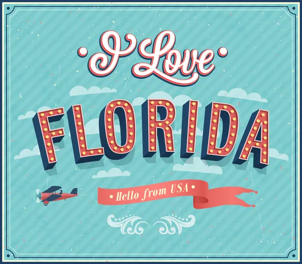 Vintage wenskaart uit florida - VS. — Stockvector