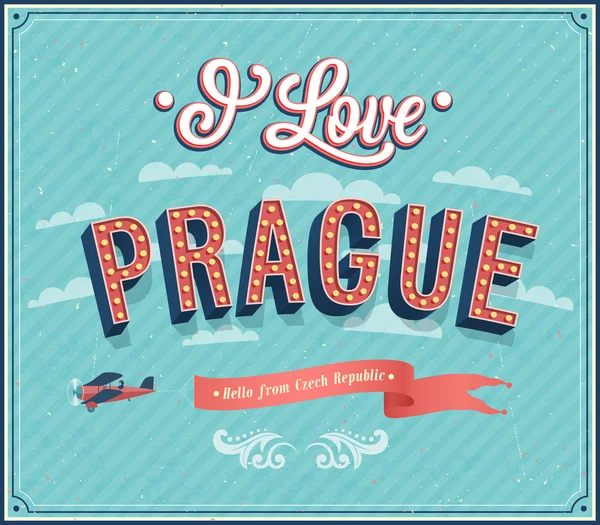 老式贺卡从布拉格-捷克共和国. — 图库矢量图片