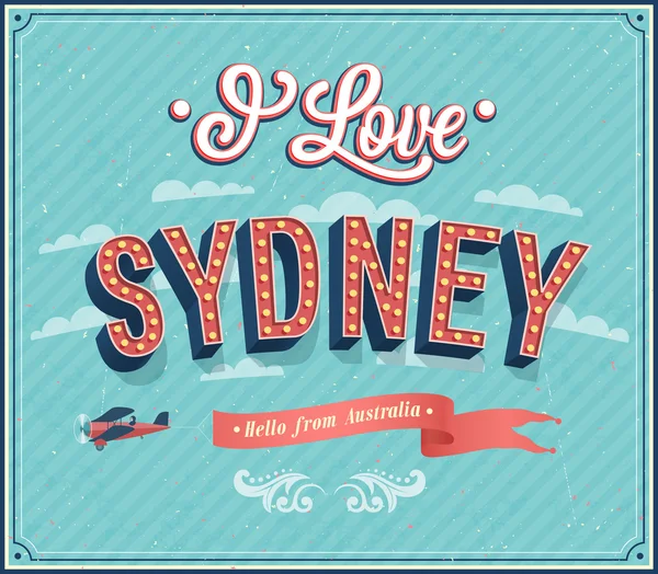 Vintage üdvözlőlap Sydney - Ausztrália. — Stock Vector