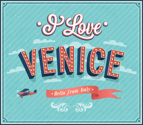 Tarjeta de felicitación Vintage de Venecia - Italia . — Vector de stock