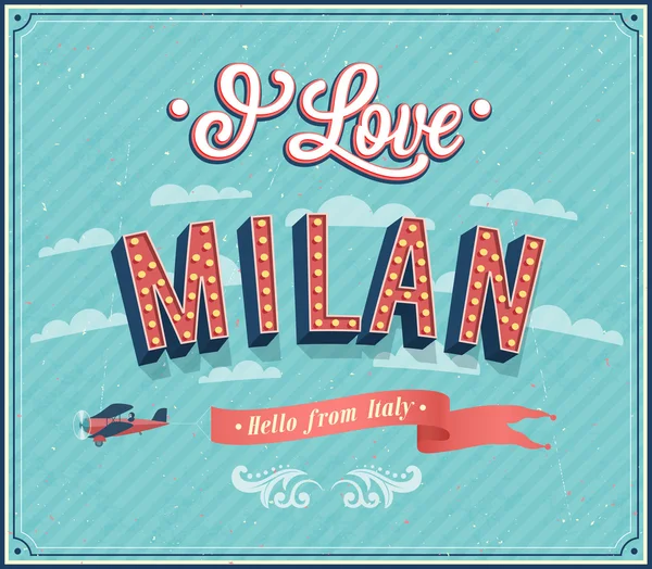 Carte de vœux vintage de Milan - Italie — Image vectorielle