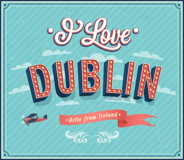 Vintage greeting card from Dublin - Ireland. — Stock Vector