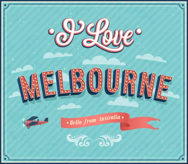 Vintage üdvözlőlap Melbourne - Ausztrália. — Stock Vector