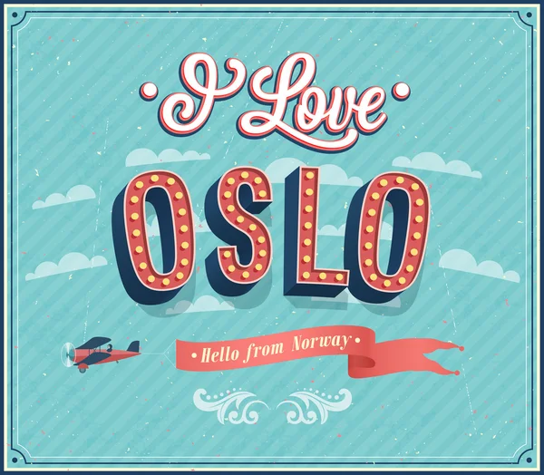 Tarjeta de felicitación Vintage de Oslo - Noruega . — Vector de stock