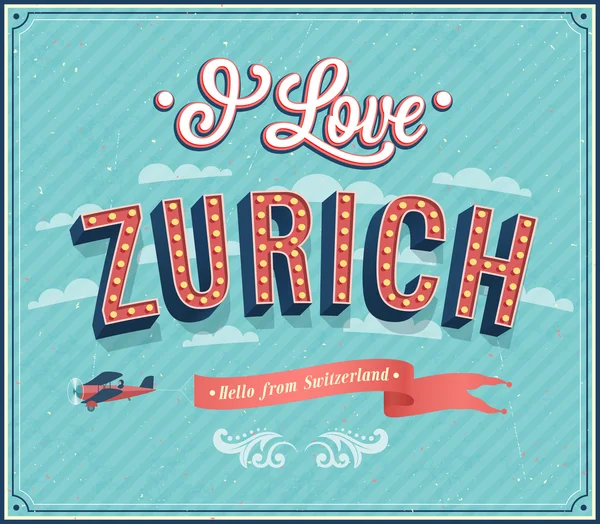 Cartão de saudação vintage de Zurique - Suíça . —  Vetores de Stock