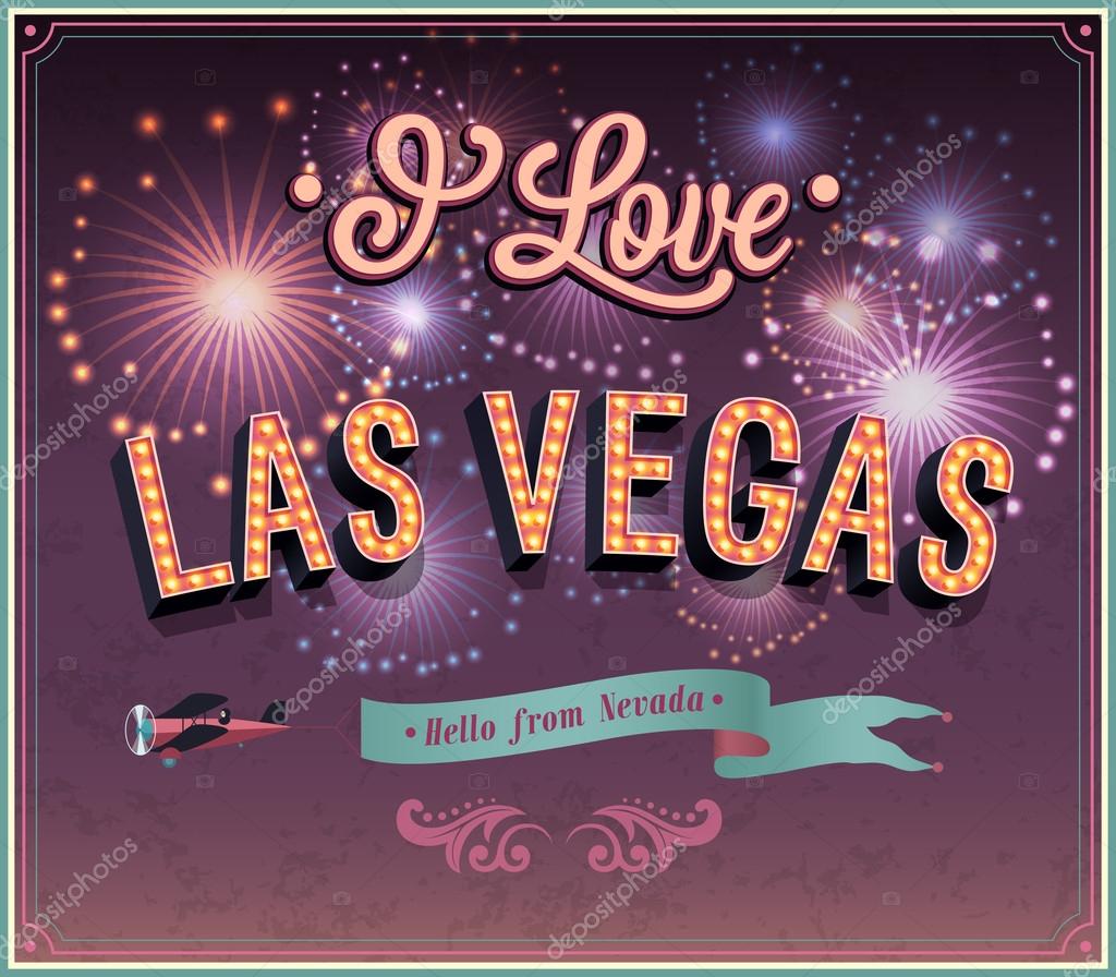 Greeting card from Las Vegas - Nevada. Vector illustration.