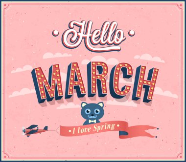 Hello march typographic design. clipart
