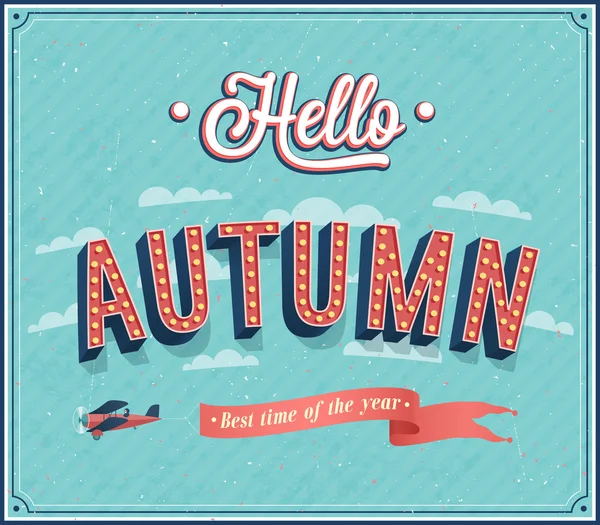 Hello autumn typographic design. — Stock Vector