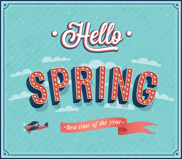 Hello spring typographic design. — Stock Vector