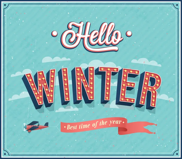 Hello winter typographic design. — Stock Vector