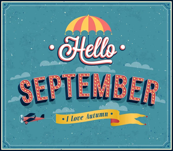 Witam września design typograficznych. Ilustracje Stockowe bez tantiem