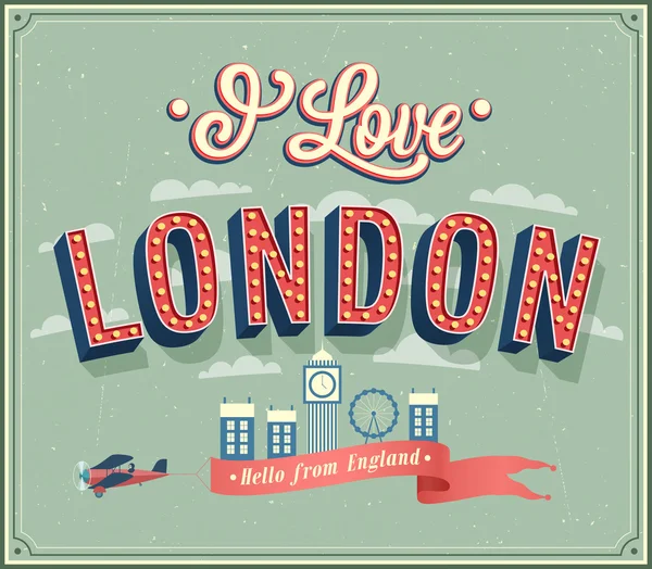 Carte de vœux vintage de Londres - Angleterre . — Image vectorielle