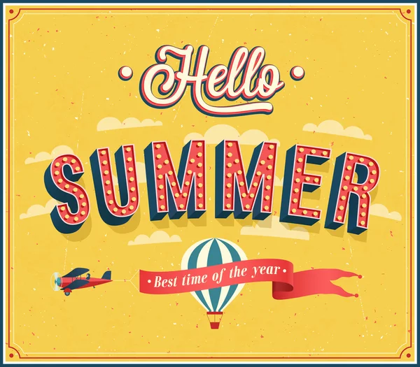 Hello summer typographic design. — Stock Vector