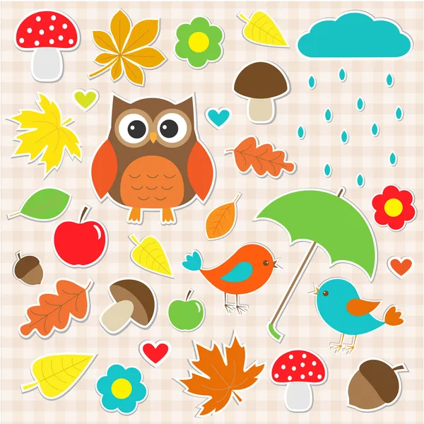 Vector set herfst stickers — Stockvector