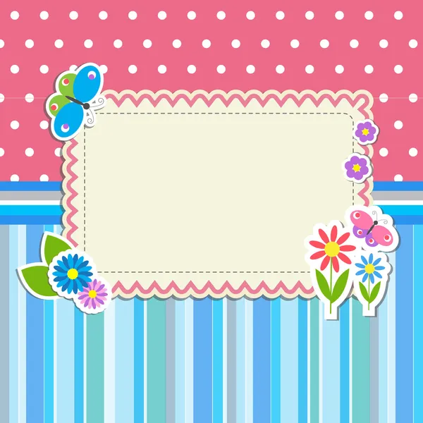 Frame met bloemen en vlinders — Stockvector