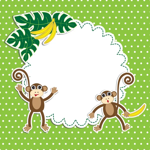 Rahmen mit lustigen Affen — Stockvektor