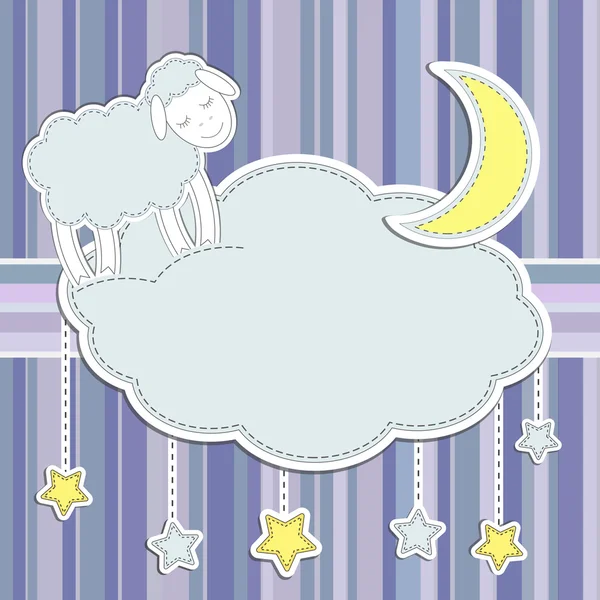 Frame with cute sheep,moon and stars — ストックベクタ