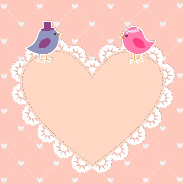 귀여운 새와 로맨틱 카드 로열티 프리 스톡 일러스트레이션