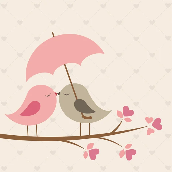 Ptáci pod deštníkem — Stockový vektor