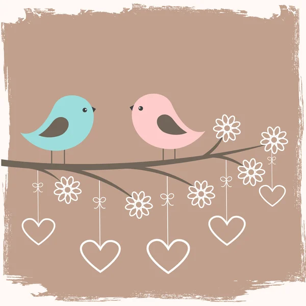 Пара милых птиц Стоковая Иллюстрация