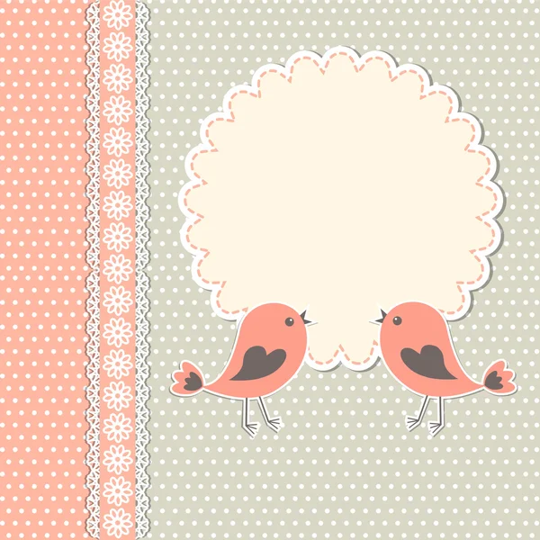 Ronde frame met twee vogels — Stockvector