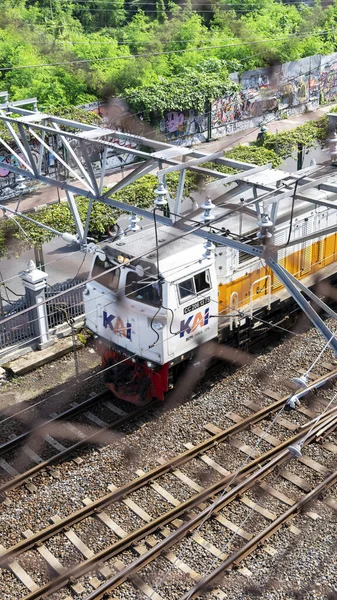 Yogyakarta Indonesien Nov 2021 Porträtt Foto Ett Indonesiskt Tåg Lok — Stockfoto