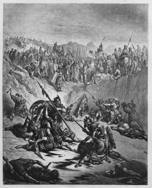 Боротьби з солдатів Ish-bosheth і David — стокове фото