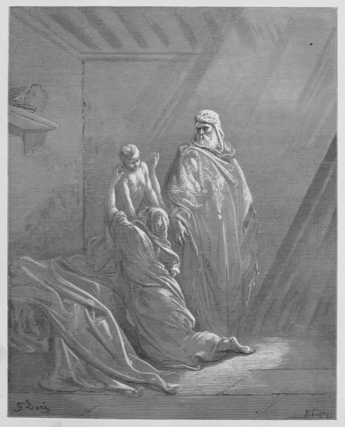Eliasz rodzi syna wdowy z zarephath — Zdjęcie stockowe
