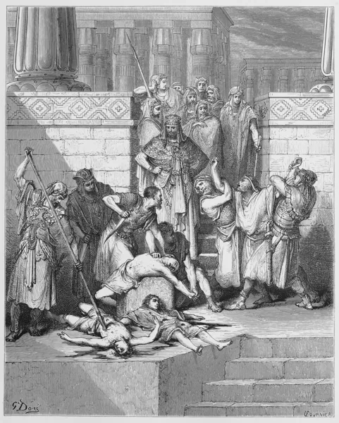 Slaughter of the sons of Zedekiah before their father — Stock Photo, Image