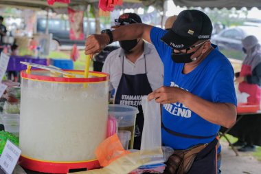 Segamat, Malaysia- April 2nd, 2022 :A variety of beverages sell at bazaar ramadhan during fasting month for muslim