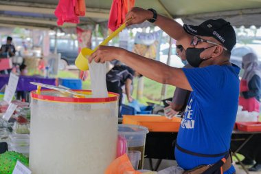 Segamat, Malaysia- April 2nd, 2022 :A variety of beverages sell at bazaar ramadhan during fasting month for muslim
