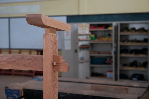 Senior Male Woodworker Making Console Table Workshop Joinery Work Production — Stok fotoğraf