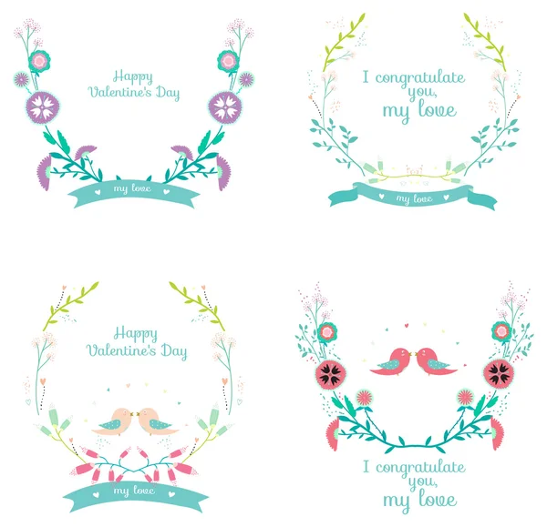 Collection of greeting floral labels — Stock Vector