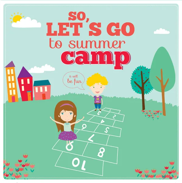 Lets go to summer camp — Stock Vector