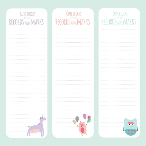 Elementos para cuaderno con animales — Vector de stock