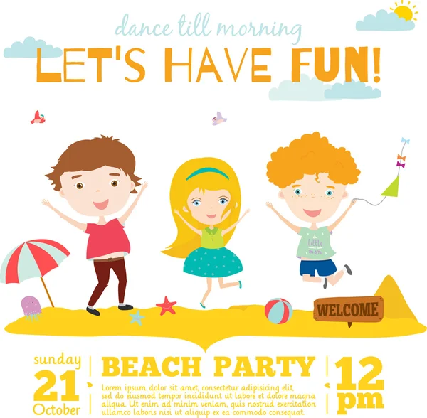Πρόσκληση για το πάρτι στην παραλία — 图库矢量图片