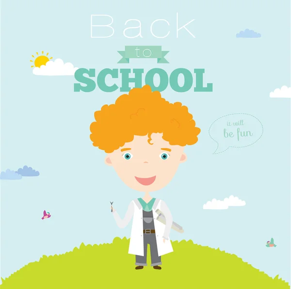 Happy kid welcome to school. — Stock Vector