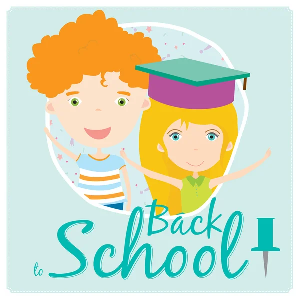 Happy kids welcome to school. — Stock Vector