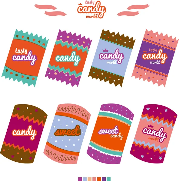Etiketten für Süßigkeiten, Bonbons — Stockvektor