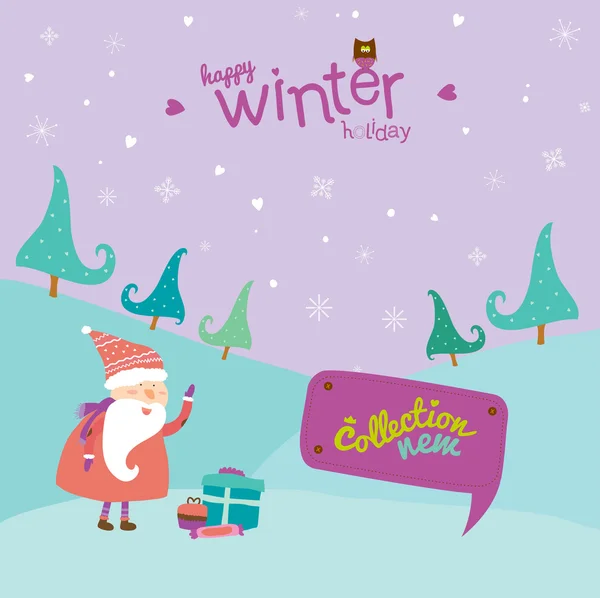 Weihnachtsmann wünscht Ihnen ein frohes neues Jahr 2014 und frohe Weihnachten — Stockvektor