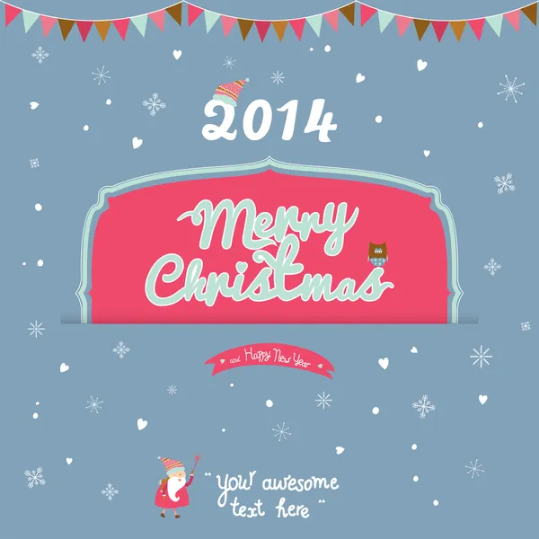 Père Noël vous souhaite bonne année 2014 et joyeux Noël — Image vectorielle