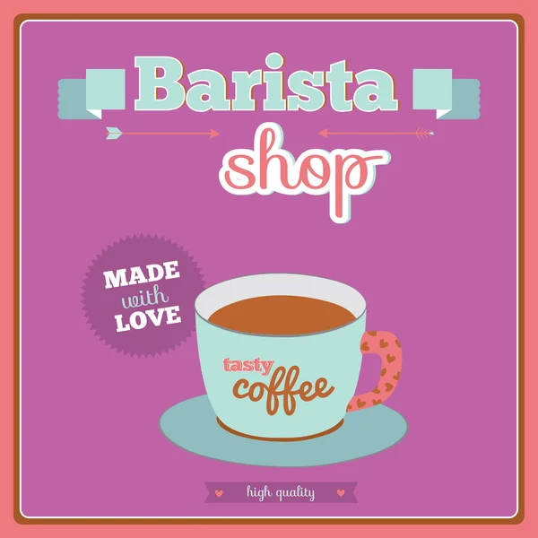 Cartel de café con marcos y etiquetas — Vector de stock