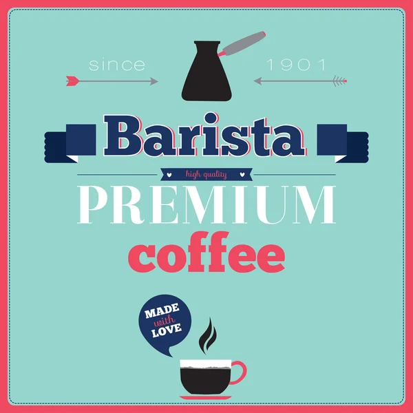 Kaffee-Poster mit Rahmen und Etiketten — Stockvektor